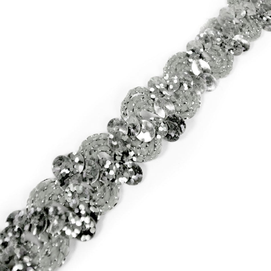 Zig-Zag Sequin & Ric-Rac Cord Trim w Tinsel Braid